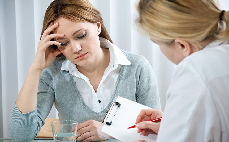 Depressed patient being prescribed medicine